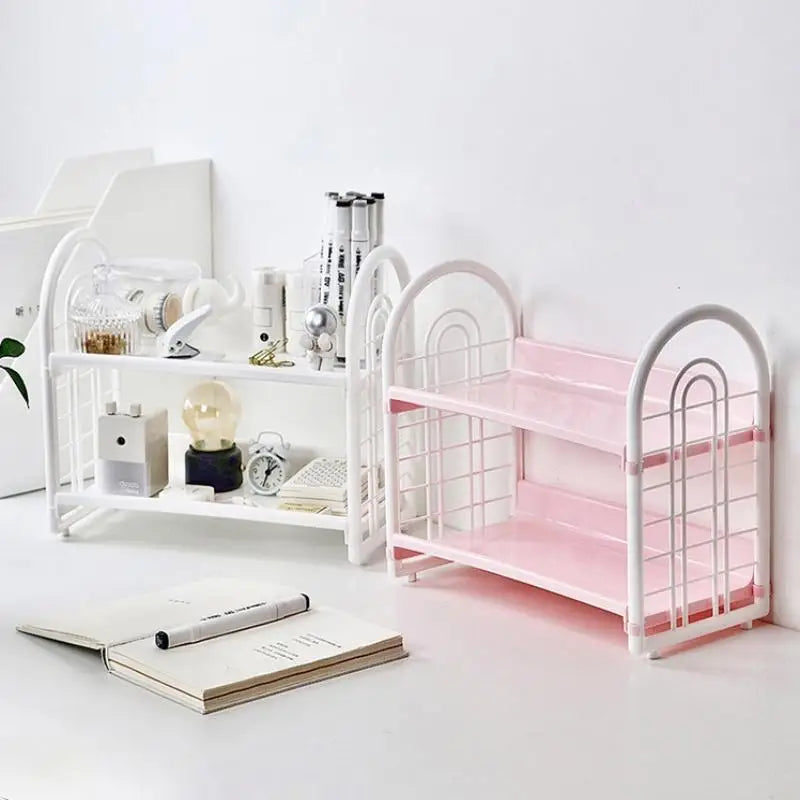 Double Layer Multi-Functional Plastic Desktop Organizer Shelf For Cosmetics, Bedroom, And Dormitory Accessories Peaceful Pleasures Health and Wellness