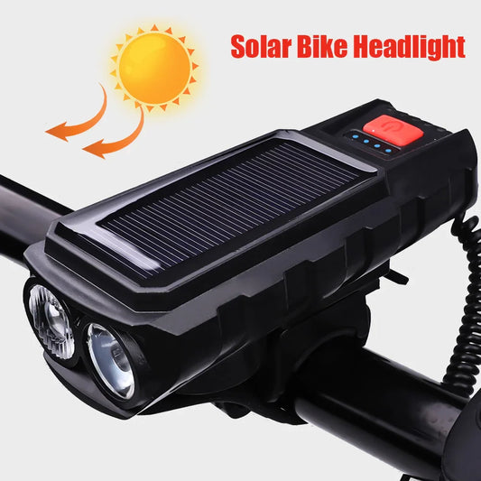 Solar Bike Front Light 300LM USB-C Rechargeable with 120dB Horn Bike Front Light Oasis Select