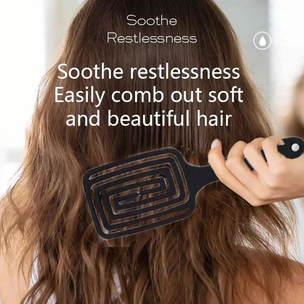 Hollow-Out Curved Detangling Brush for Easy Styling Peaceful Pleasures Health and Wellness