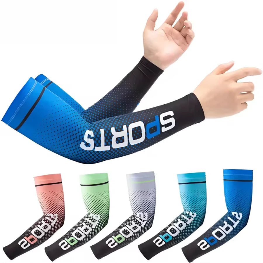Summer Fashio Sunscreen Ice Silk Sleeve UV Sun Protection Cooling Anti-Slip Arm Sleeves Men Women Outdoor Sport Cycling Peaceful Pleasures Health and Wellness