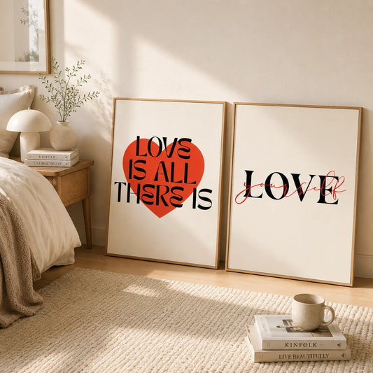 Nordic Minimalist Love Quote Canvas Wall Art | Unframed Print Canvas Wall Art Peaceful Pleasures Health and Wellness