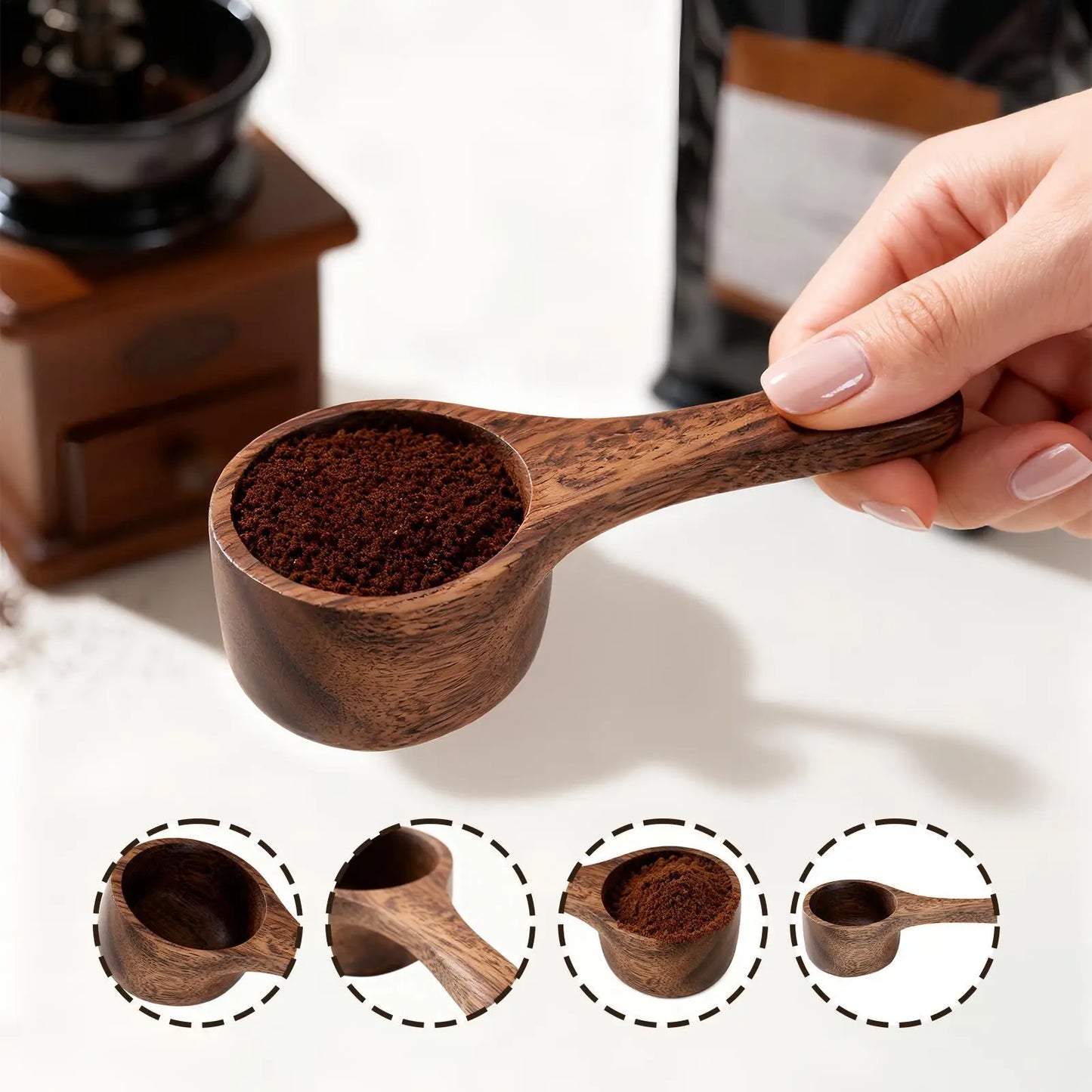 Walnut Wood Coffee Scoop – 42ml Reusable Measuring Spoon