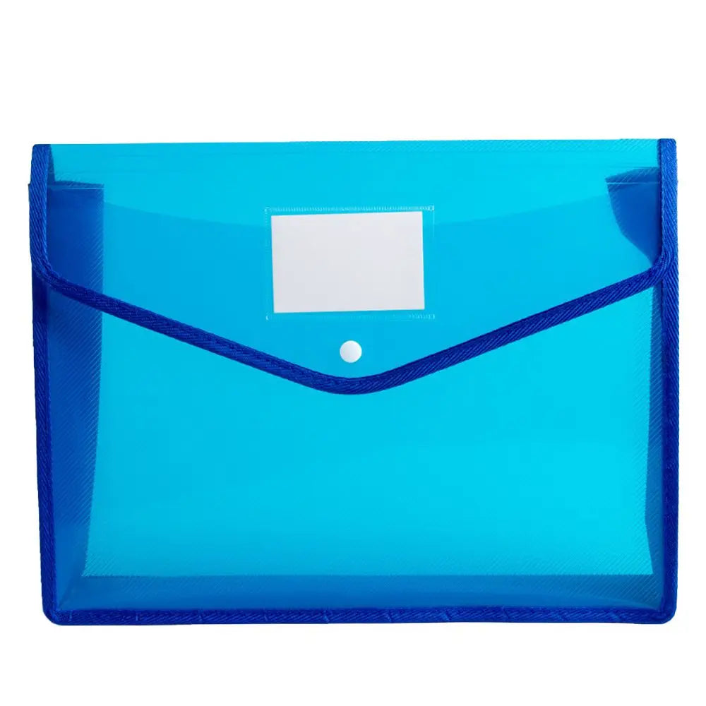 Portable Storage For School Home Work Office Plastic Snap Button File Bags Stationery Cases Folders Organizers File Envelopes Peaceful Pleasures Health and Wellness blue