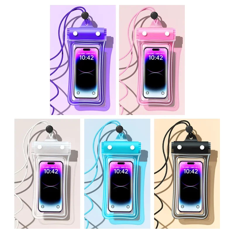 Outdoor Universal Waterproof Phone Bag IPX8 Rated Touchable Screen Pouch with Lanyard for Songkran Swimming Diving Drifting Peaceful Pleasures Health and Wellness 1pc random color