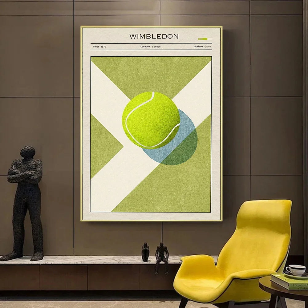 Tennis Evolution Wall Art Poster Aussie Open Canvas Art Prints US Open Wall Decor Picture Wimbledon Tennis Canvas Painting Peaceful Pleasures Health and Wellness