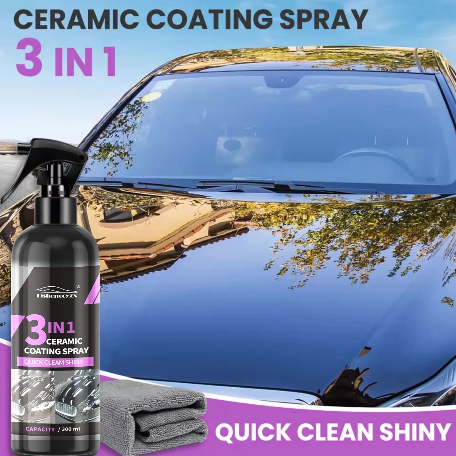 3 in 1 Car Ceramic Liquid Coating Spray Nano Crystal Hydrophobic Layer Polishing Agent High Gloss Paint Protection Wax Car Care Peaceful Pleasures Health and Wellness