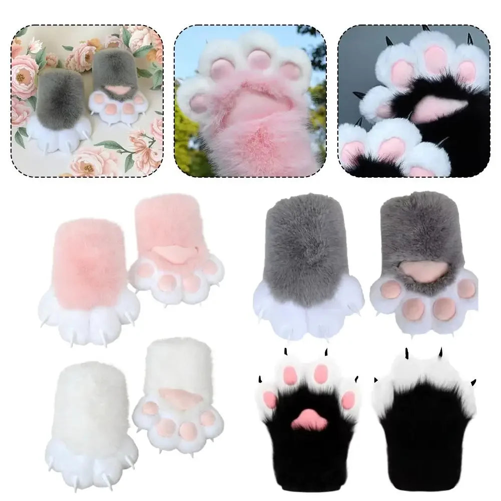 Faux Fur Furry PAWS Gloves Long Nailed Claws Kigurumi Cosplay Costume Mittens Halloween Party Props for Women Party Accessories Peaceful Pleasures Health and Wellness