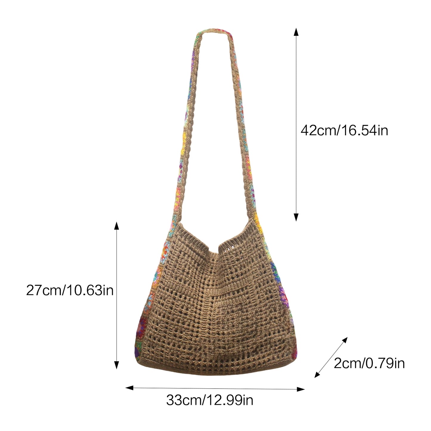 Boho Knitted Shoulder Tote Bag Travel Crossbody Bag Summer Vacation Beach Handbags for Holiday Vacation Camping Picnic Peaceful Pleasures Health and Wellness