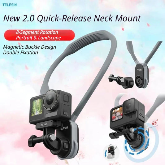 TELESIN Magnetic Neck Mount with Phone Holder | GoPro & DJI Camera Neck Mount Oasis Select