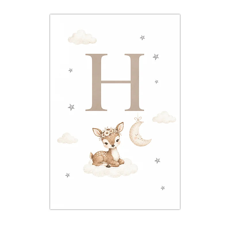 Custom Alphabet Wall Art Cute Animal Letter Canvas Painting Nursery Poster Print For Kids Room Wall Decor Peaceful Pleasures Health and Wellness H 50x70cm NoFrame China Mainland