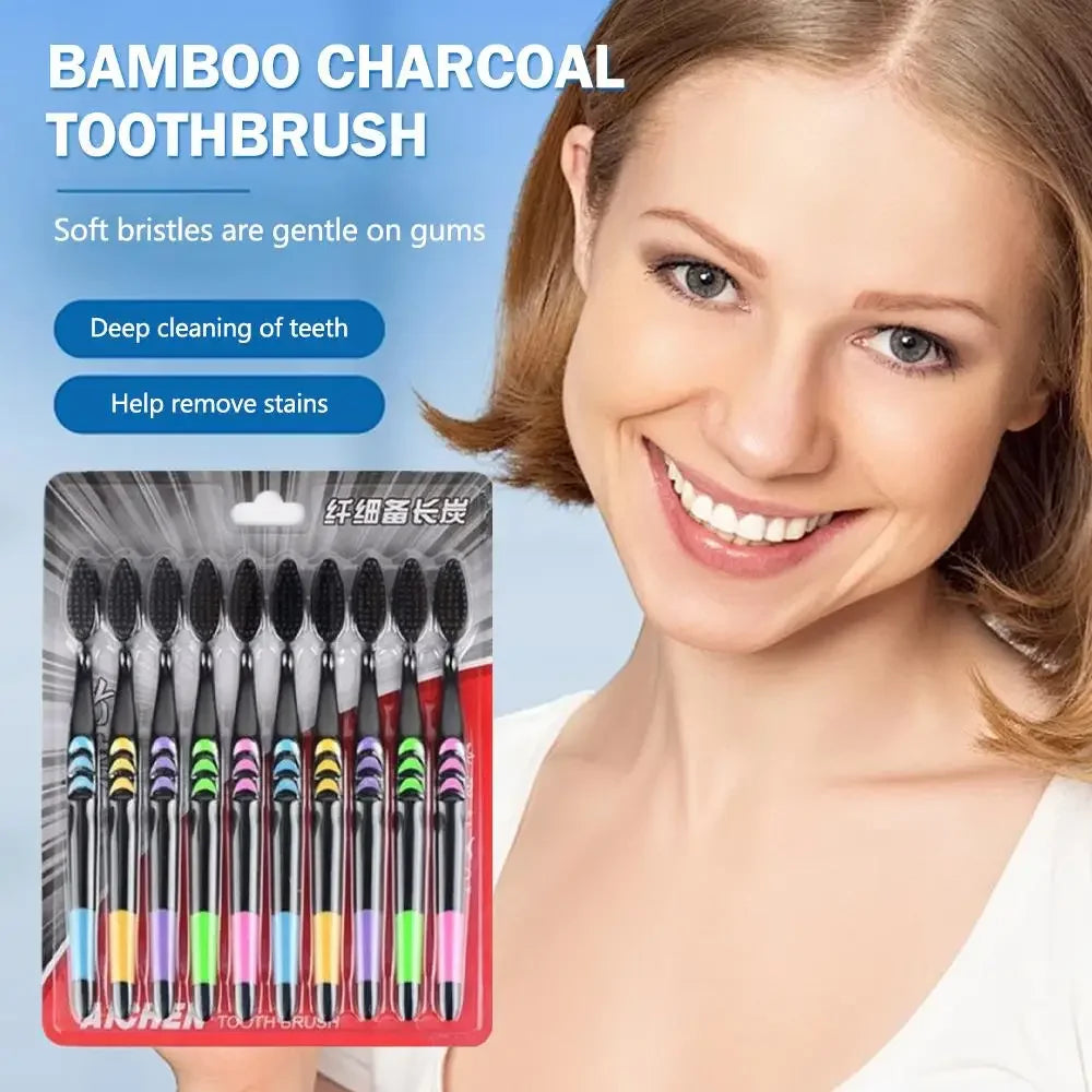 Black Charcoal Ultra Soft Toothbrushes – 10-Pack Peaceful Pleasures Health and Wellness