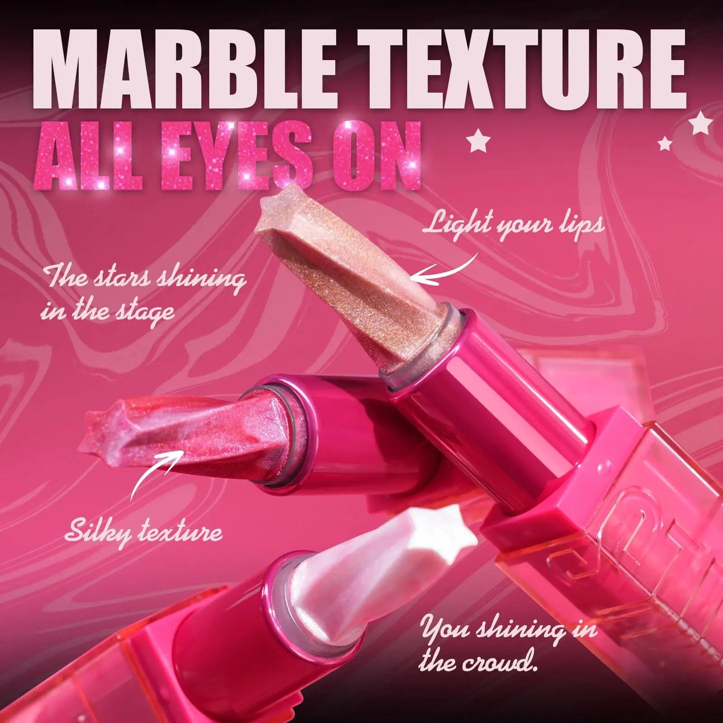 MLSMILE Spiral Star Glitter Marble Lipstick – Matte & Pearlescent
