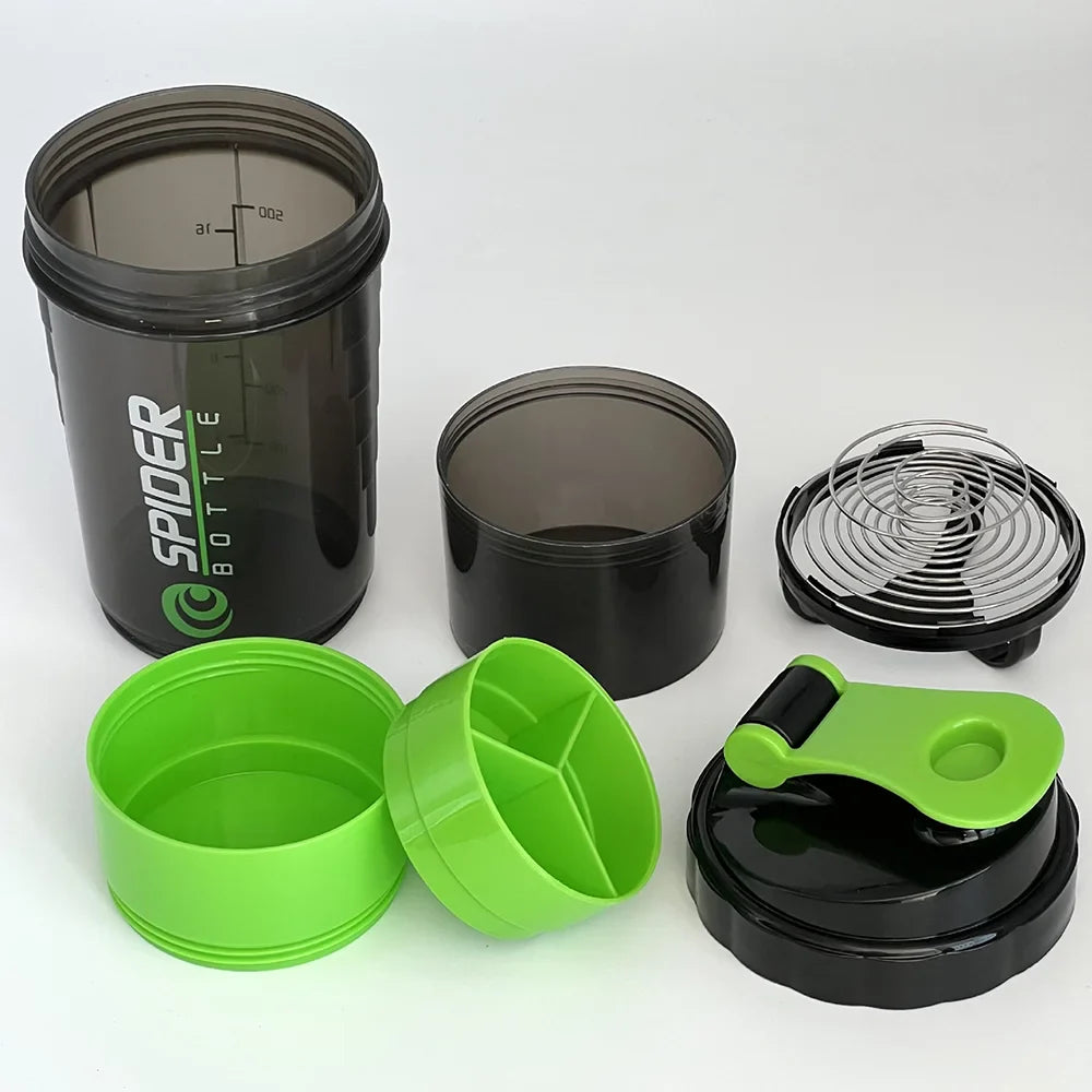 3-Layer Protein Shaker Bottle – Gym Mixing Cup & Water Bottle