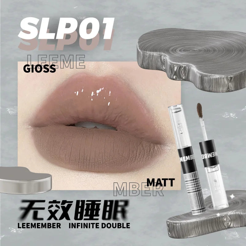 Double-Headed Matte Lip Tint & Gloss – Waterproof, Long-Lasting