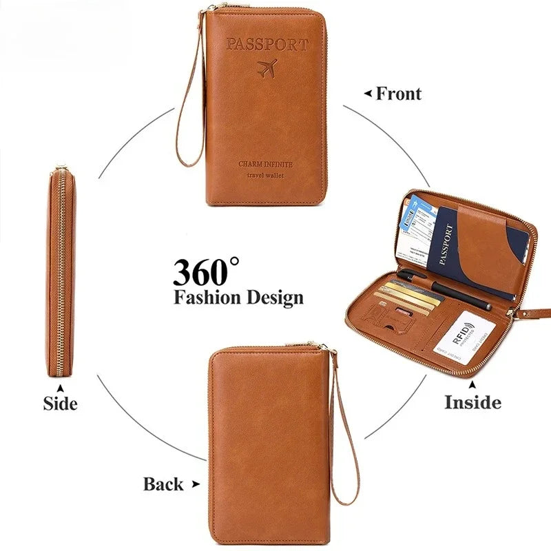 Travel Wallet Passport Holder with Wrist Strap & Card Organizer Travel Passport Wallet Peaceful Pleasures Health and Wellness