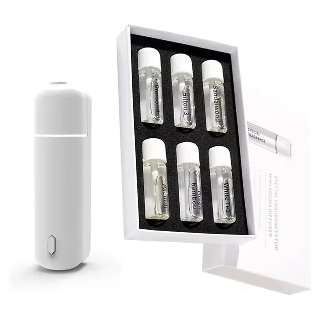 Car Aroma Diffuser Vent Clip Car Air Freshener Rechargeable Scent Machine Fragrance Oil Waterless Essential Oil Diffuser Peaceful Pleasures Health and Wellness White