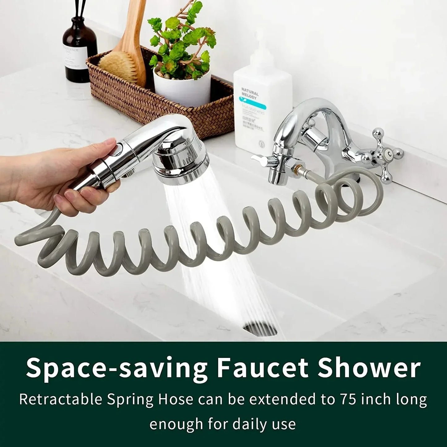 3-Mode Faucet Diverter Valve & Handheld Shower Head Adapter Set