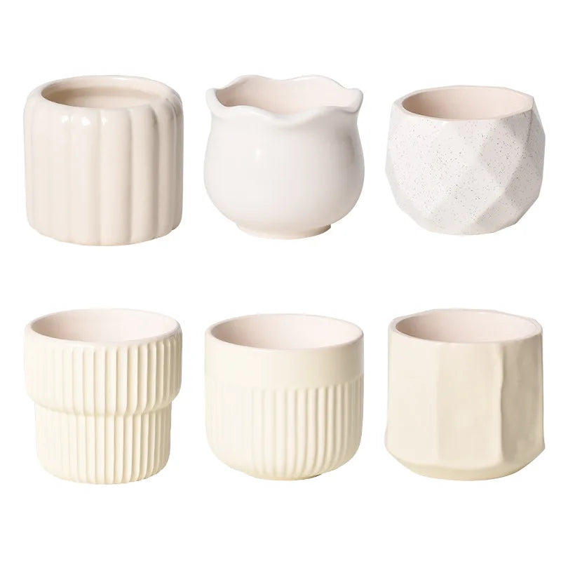 Ceramic Self-Watering Succulent Planter | White Minimalist Pot