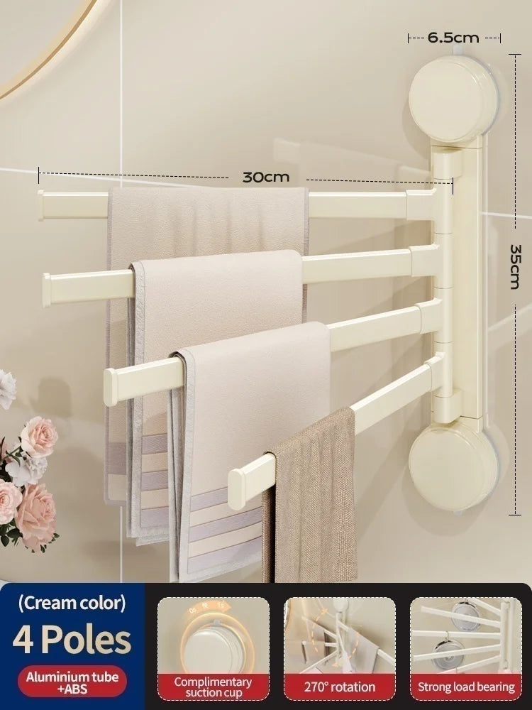 No-Drill Rotating Double Towel Rack | Suction Cup Wall Mount