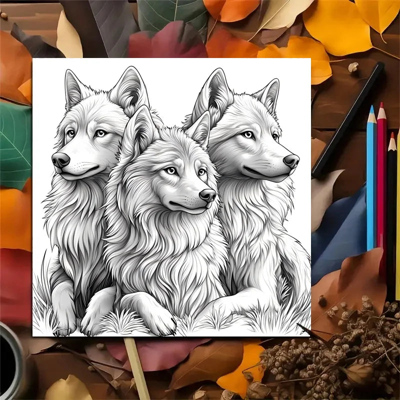 Bview Art Adult Wolf Coloring Book Therapy Stress Relief 20 Detailed