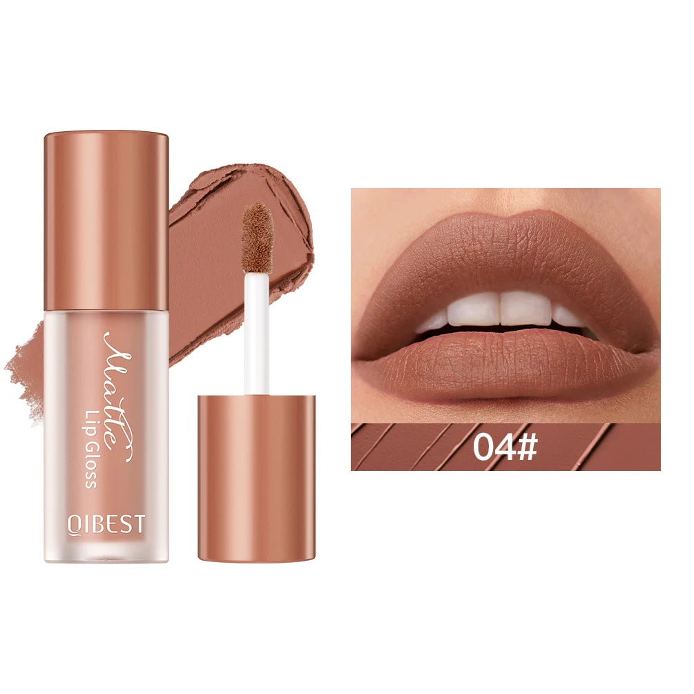 QIBEST Sexy Red Lasting Velvet Matte Lip Gloss Waterproof Nonstick Cup Liquid Lipstick Makeup For Women Beauty Lip Glaze Tint Peaceful Pleasures Health and Wellness 04