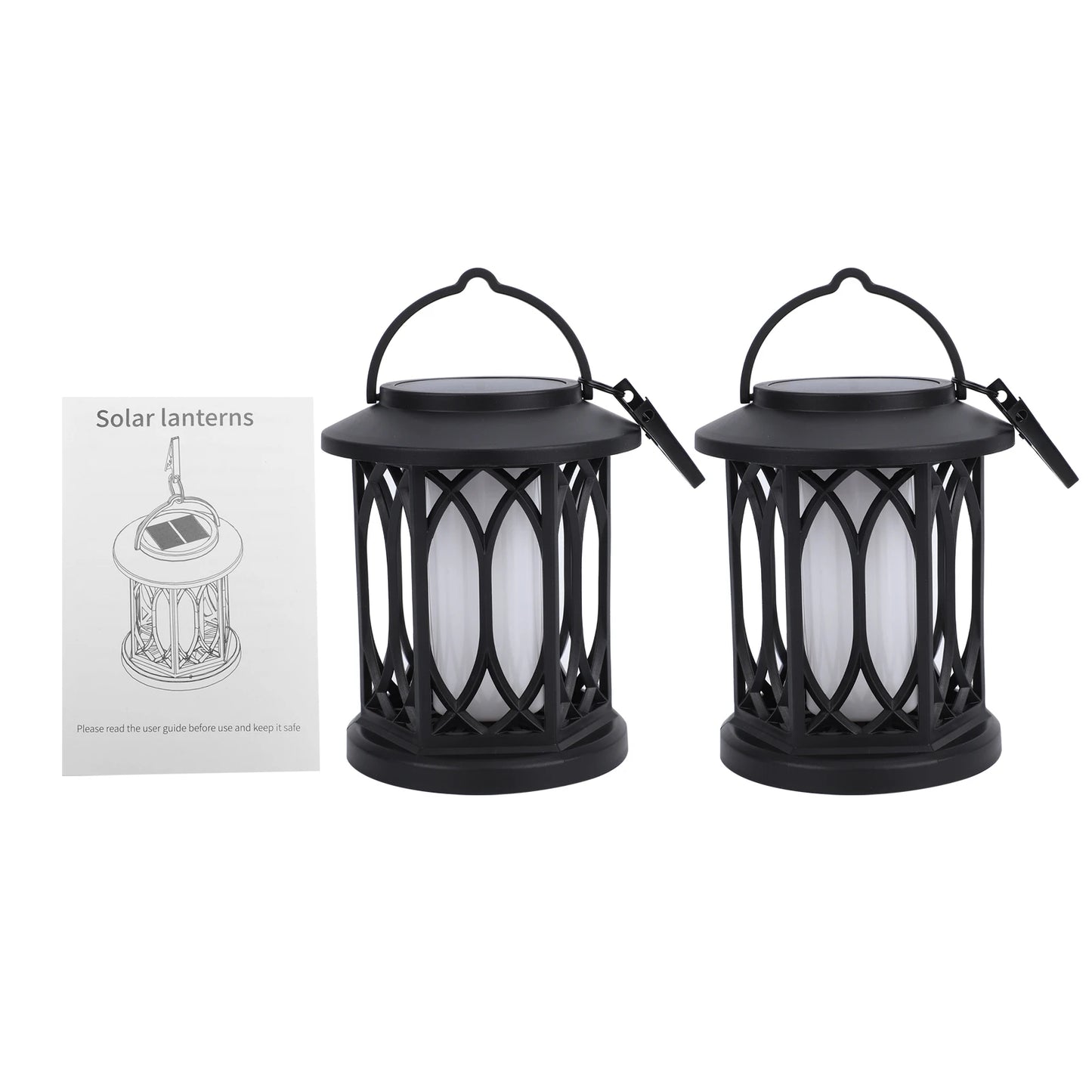 2 Pack Solar Hanging Lights, Outdoor Solar Lantern with Flickering Flame Effect, Monocrystalline Solar Panel, IP65 Weatherproof Peaceful Pleasures Health and Wellness Default Title