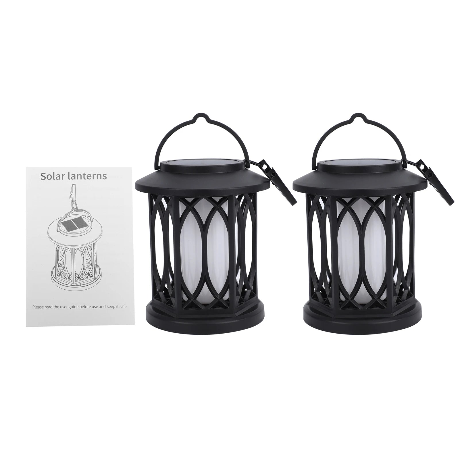 2 Pack Solar Hanging Lights, Outdoor Solar Lantern with Flickering Flame Effect, Monocrystalline Solar Panel, IP65 Weatherproof Peaceful Pleasures Health and Wellness Default Title