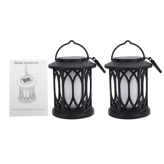 2 Pack Solar Hanging Lights, Outdoor Solar Lantern with Flickering Flame Effect, Monocrystalline Solar Panel, IP65 Weatherproof Peaceful Pleasures Health and Wellness Default Title