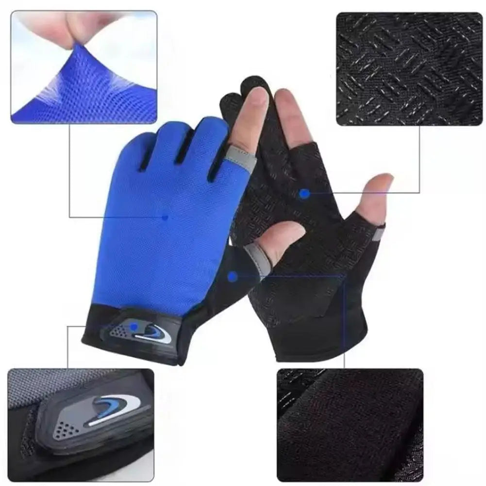 Ice Silk Fingerless UV Gloves for Cycling, Fishing & Driving