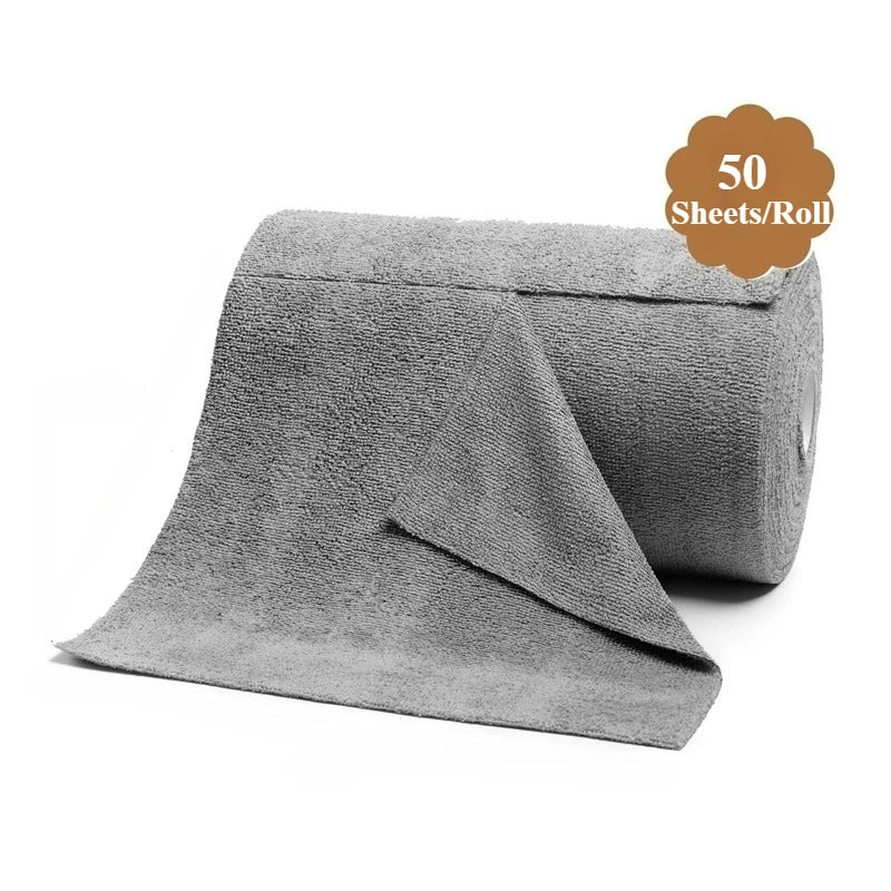 50-Sheet Reusable Microfiber Cleaning Cloth Roll | Kitchen Rags
