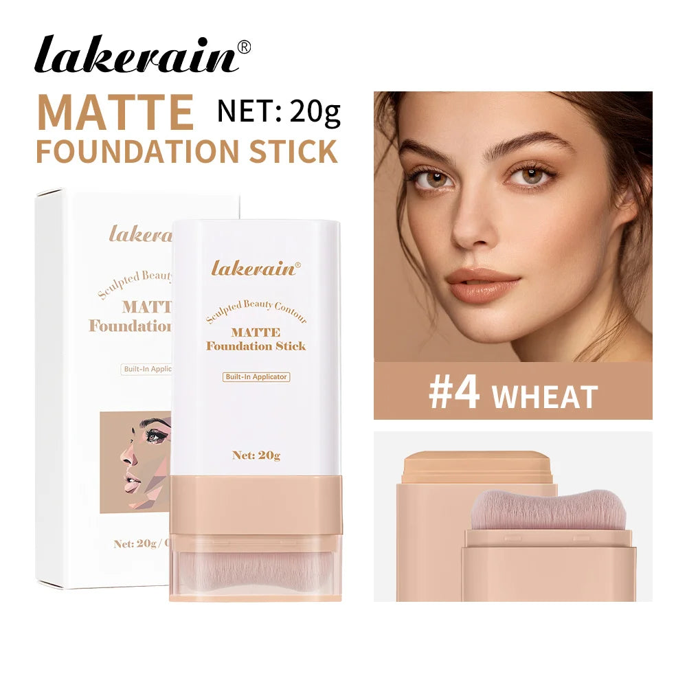 Lakerain Matte Foundation Stick Powerful Coverage Brighten Skin Tone Not Easy Melt Lightweight Smooth Texture Foundation Stick Peaceful Pleasures Health and Wellness Wheat
