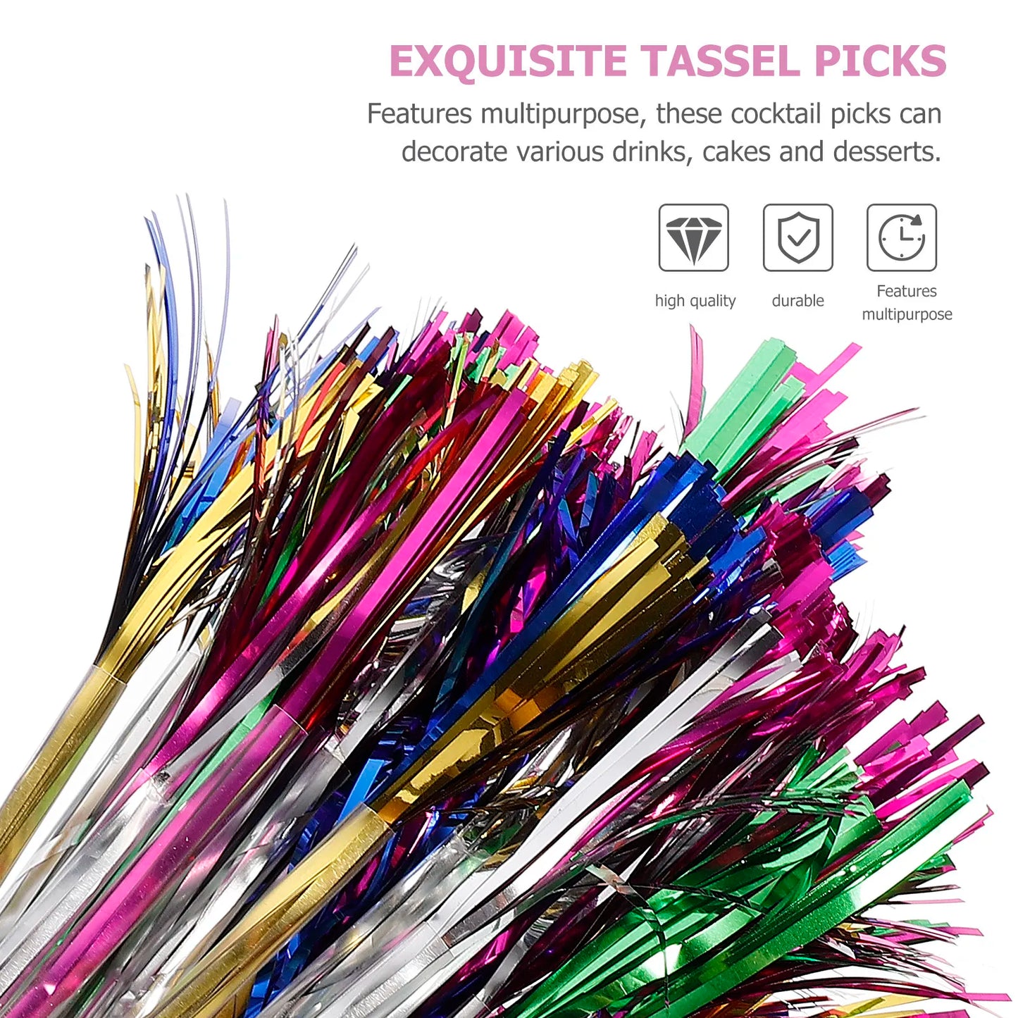 100Pcs Premium Wood Cocktail Picks Elegant Tassel Shape Multipurpose Drink Food Picks for Parties Cakes Cupcakes Desserts Peaceful Pleasures Health and Wellness