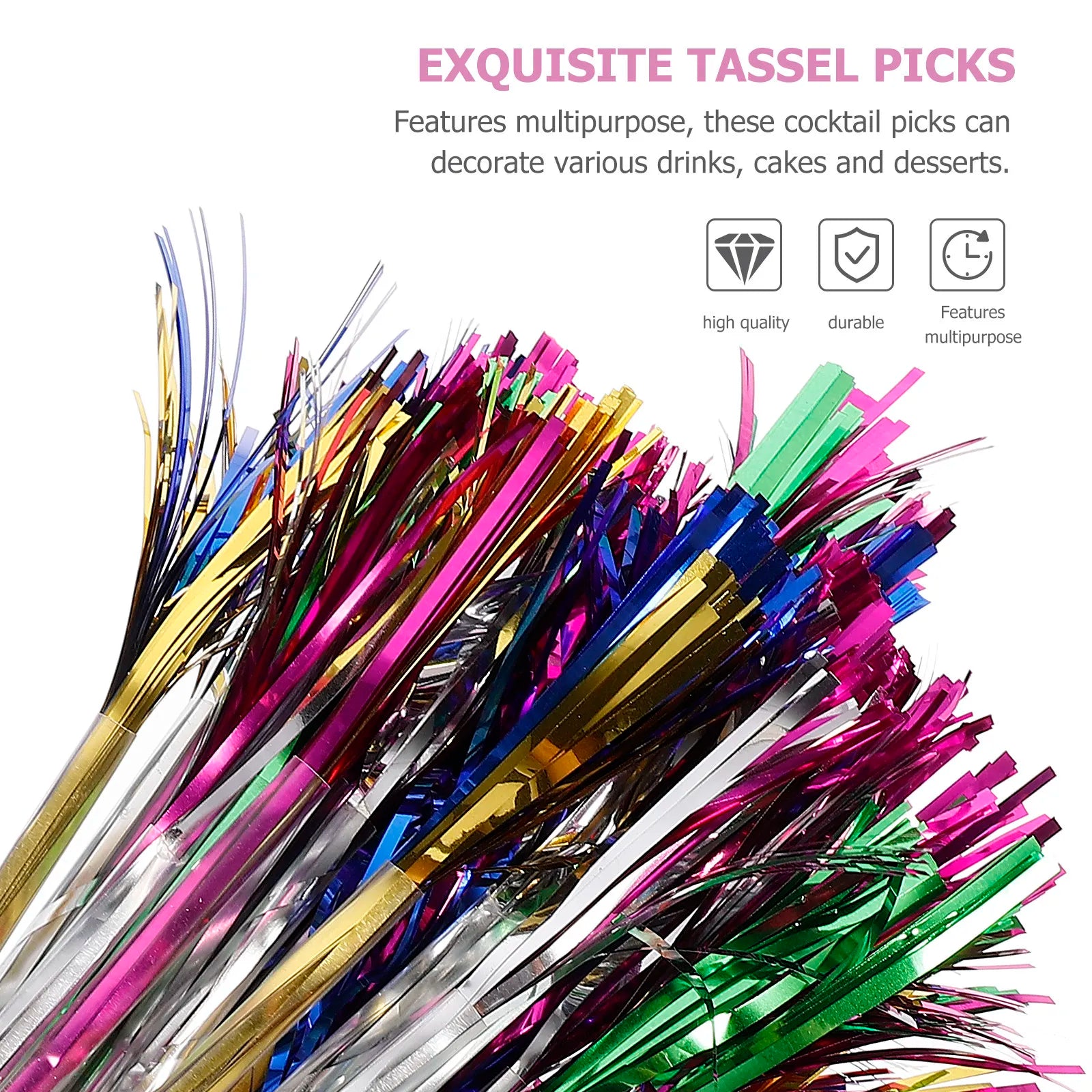 100Pcs Premium Wood Cocktail Picks Elegant Tassel Shape Multipurpose Drink Food Picks for Parties Cakes Cupcakes Desserts Peaceful Pleasures Health and Wellness