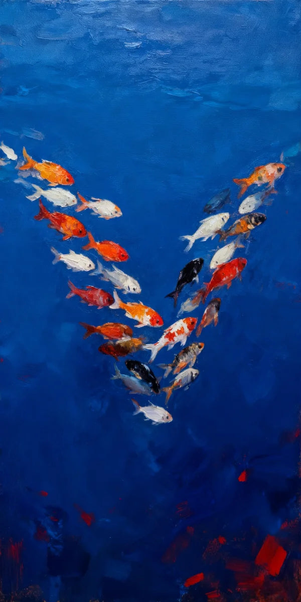 Large Size Abstract Fish Posters Wall Art Nordic Blue Sea Fish Print For Living Room Fish School Canvas Painting Home Decor Peaceful Pleasures Health and Wellness 10 50x100cm