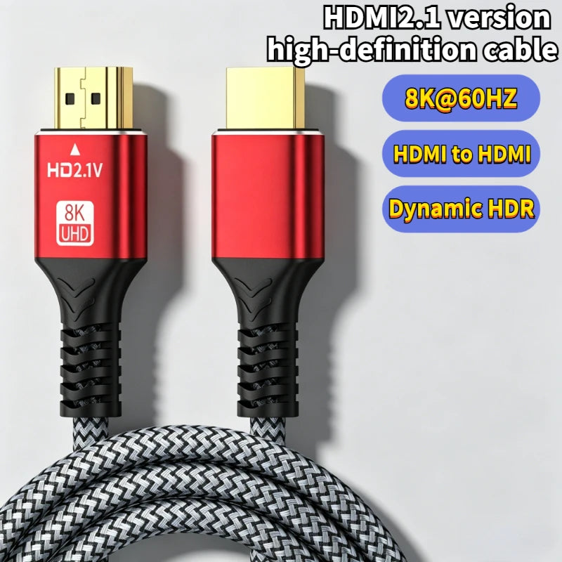 48Gbps HDMI Compatible Cable 8K 60Hz 0.5m 1m 1.5m 2m HDMI Compatible 2.1 Cable 4K 120Hz HDR 3D Effect Video For HDTV PC Peaceful Pleasures Health and Wellness