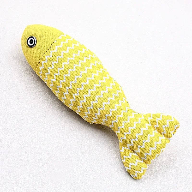 Catnip Fish Kick Toy for Cats – Chewing & Teething Plush Catnip Cat Toy Peaceful Pleasures Health and Wellness yellow