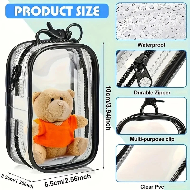 Figure Display Bag with Keychain, Clear Pouch Blind Box Display Bag Mystery Box Mini Figures Carrying Case Keychain Charms Peaceful Pleasures Health and Wellness