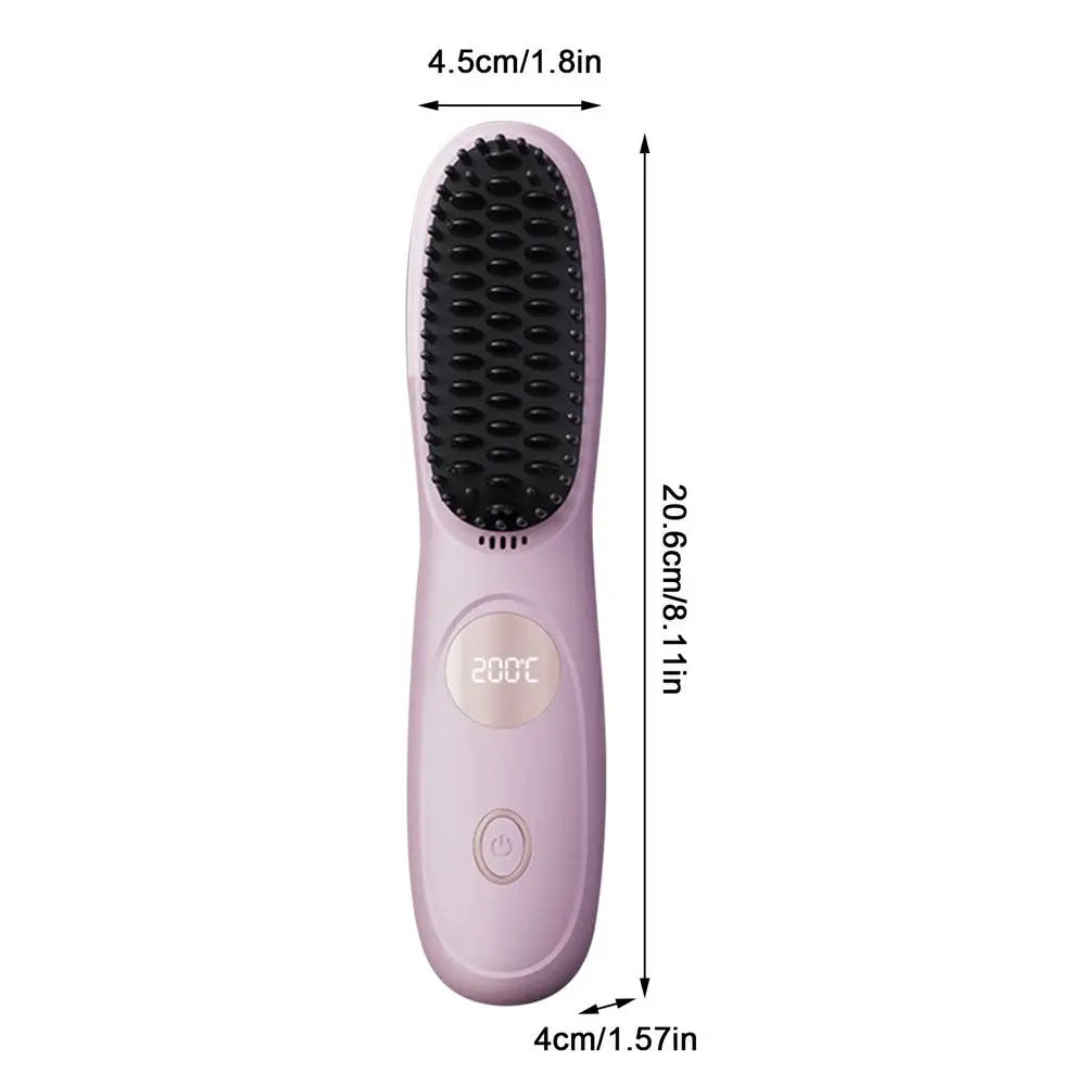 Cordless USB Rechargeable Ceramic Hair Straightener Comb