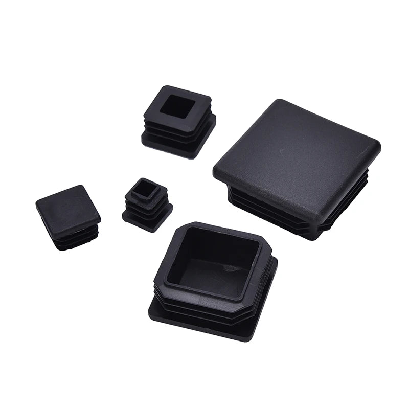 10Pcs Black Square Plastic End Caps – Tube & Pipe Box Section