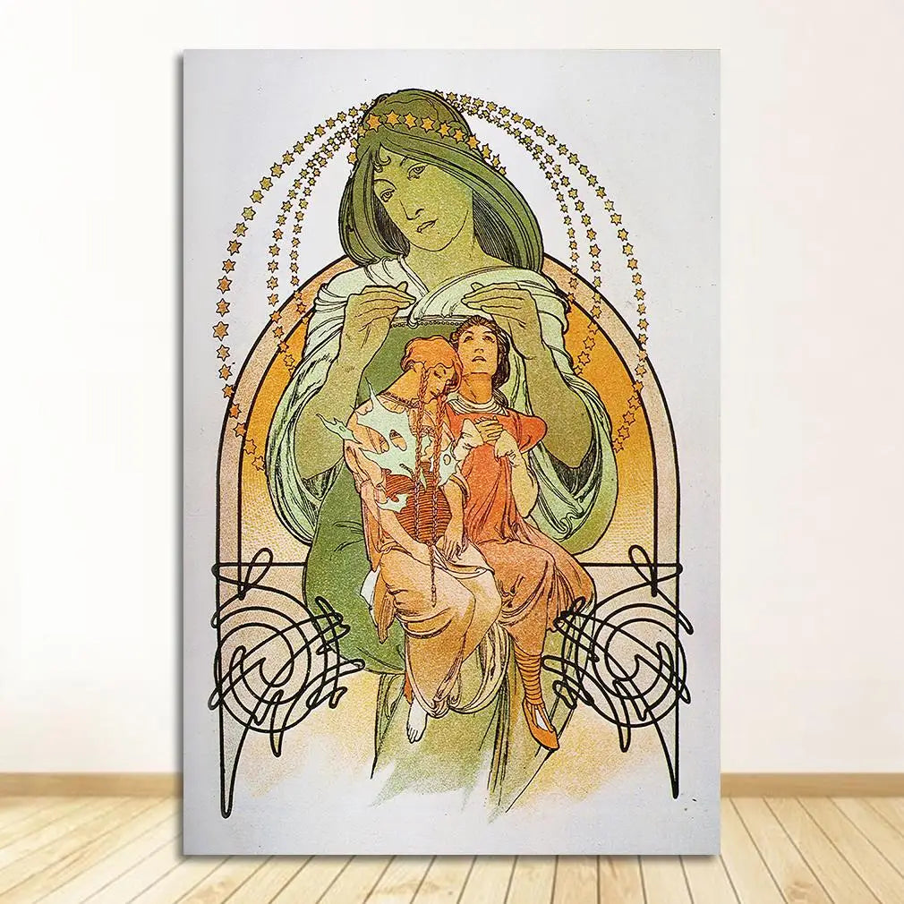 Alphonse Mucha Art Nouveau Vintage Canvas Wall Art Print