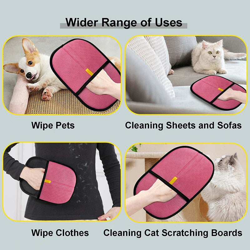 Reusable Electrostatic Pet Hair Removal Grooming Gloves