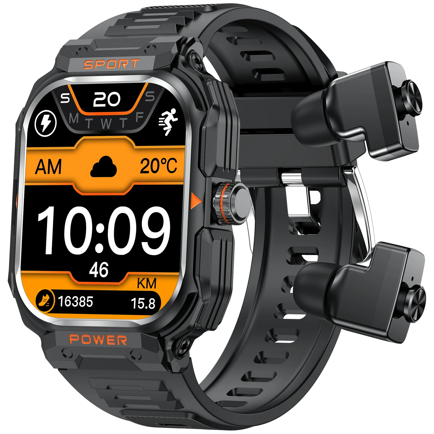 2-in-1 Smartwatch & Headphones 2.01" HD NFC Bluetooth 5.2