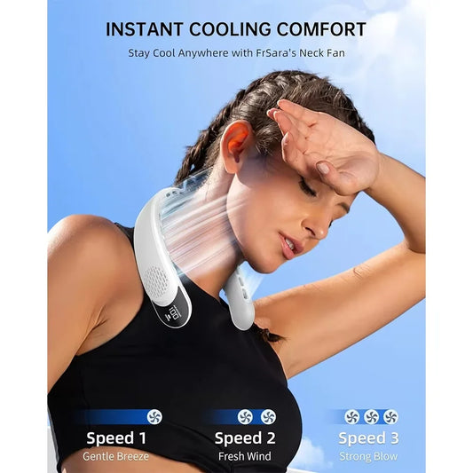 Neck Fan 4 Turbo Foldable Neck Cooler 4000 mAh Battery Bladeless Portable Wind Fan 3 Speeds Type-C Rechargable Ventilador Peaceful Pleasures Health and Wellness