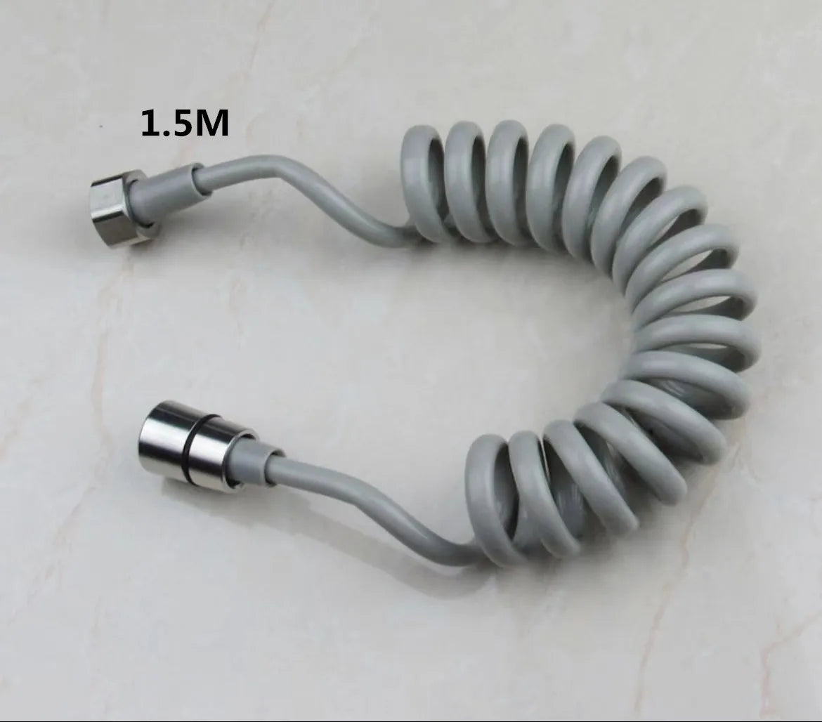 Dual Handle Stainless Steel Wall Mount Faucet & Triangle Valve