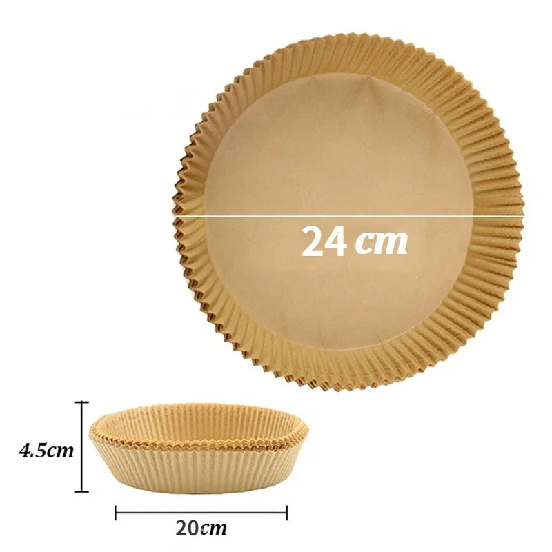 50/30 Pieces Kitchens Accessories Air Fryer Paper Kitchen Utensils Disposable Square Round Pastry Molds BBQ Plate Non-stick Pad Peaceful Pleasures Health and Wellness Circular 24x20x4.5cm 50Pcs