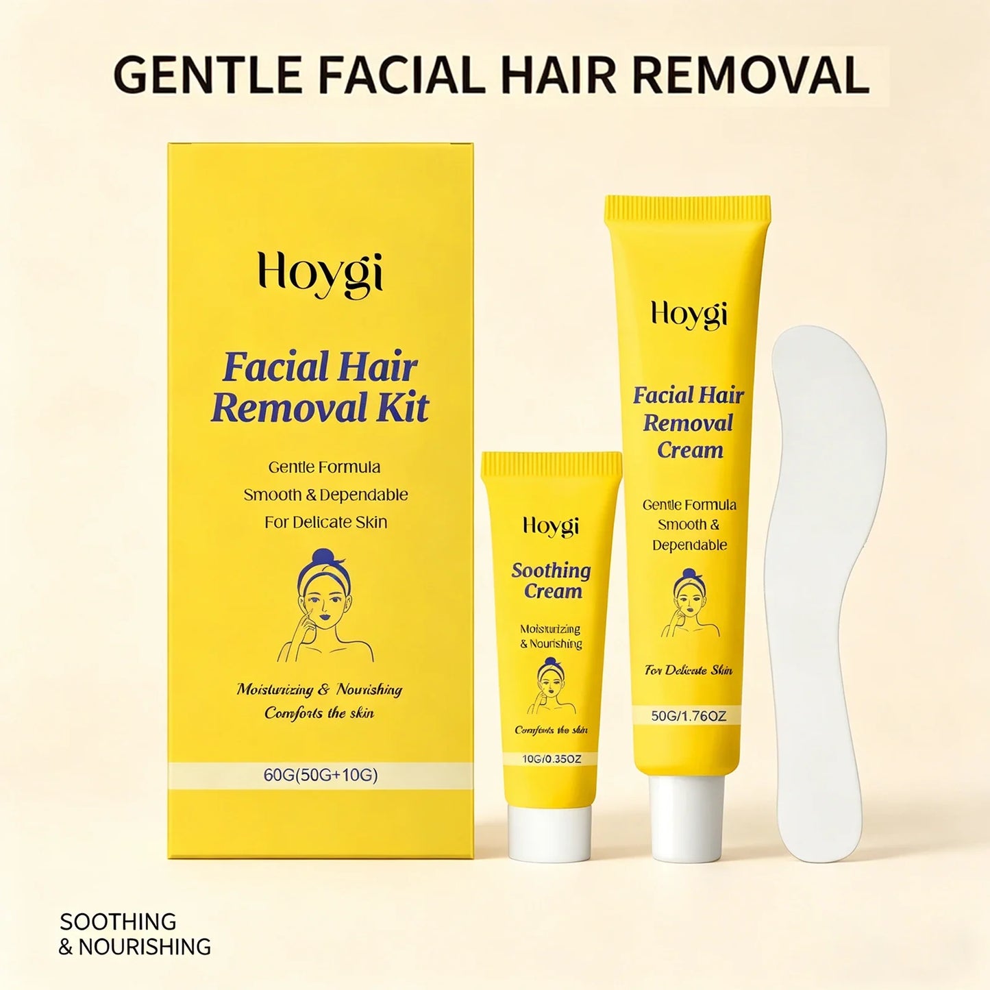 Facial Hair Removal Cream Kit – Sensitive Skin, Shea Butter 60g