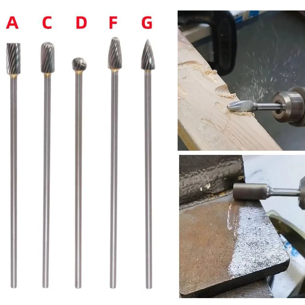 Solid Carbide Rotary Burrs Long Single Cut Head Milling Cutters Tools