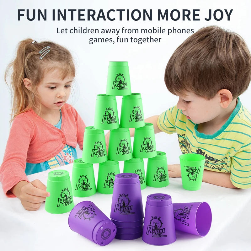 Four Colours Quick Stacks Cups Speed Cup Stacking Game Training Fast
