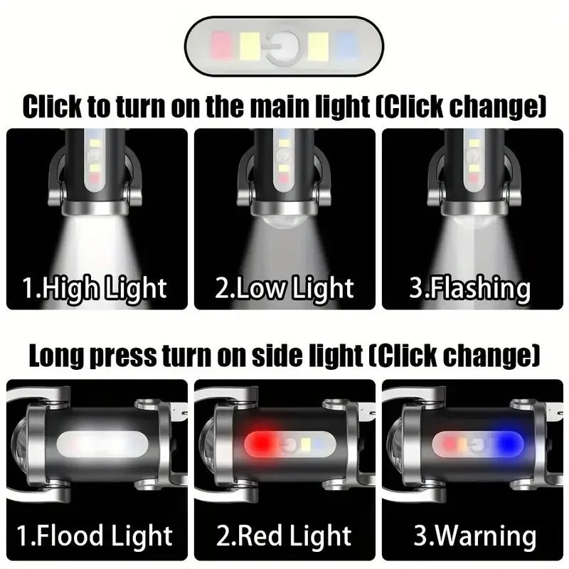 Mini COB LED Keychain Flashlight | USB-C Rechargeable, 6 Modes