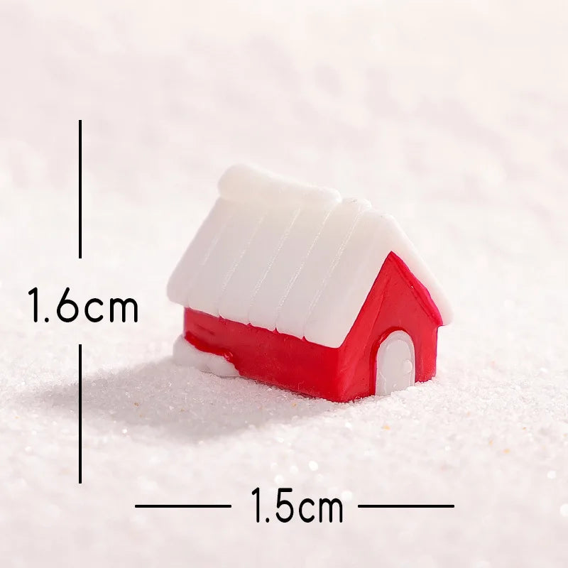 Cartoon Christmas Snowman Reindeer Micro Landscape Ornaments Figurine Miniature Decoration Desktop DIY Home Decoration Gifts Peaceful Pleasures Health and Wellness Red House